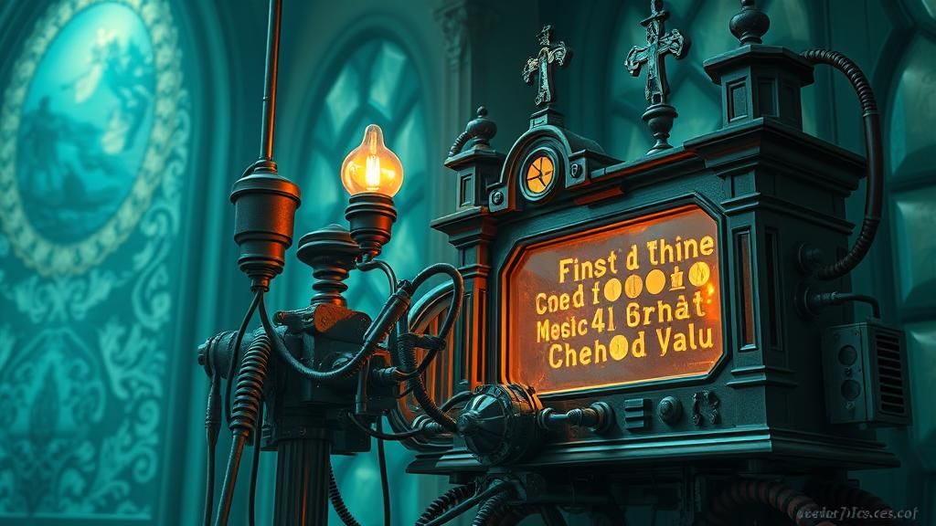 Intricate Medical Machine Song Poster as Oil Painting