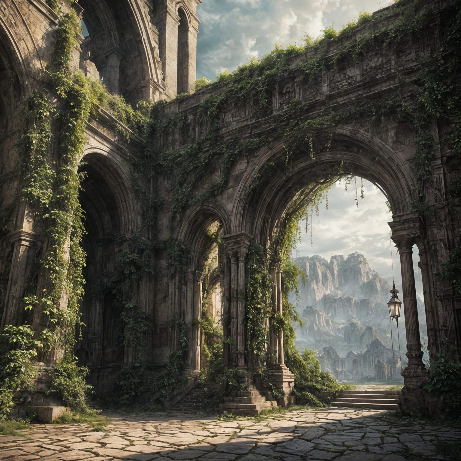 Vines and Crumbling Arches: Digital Matte Painting