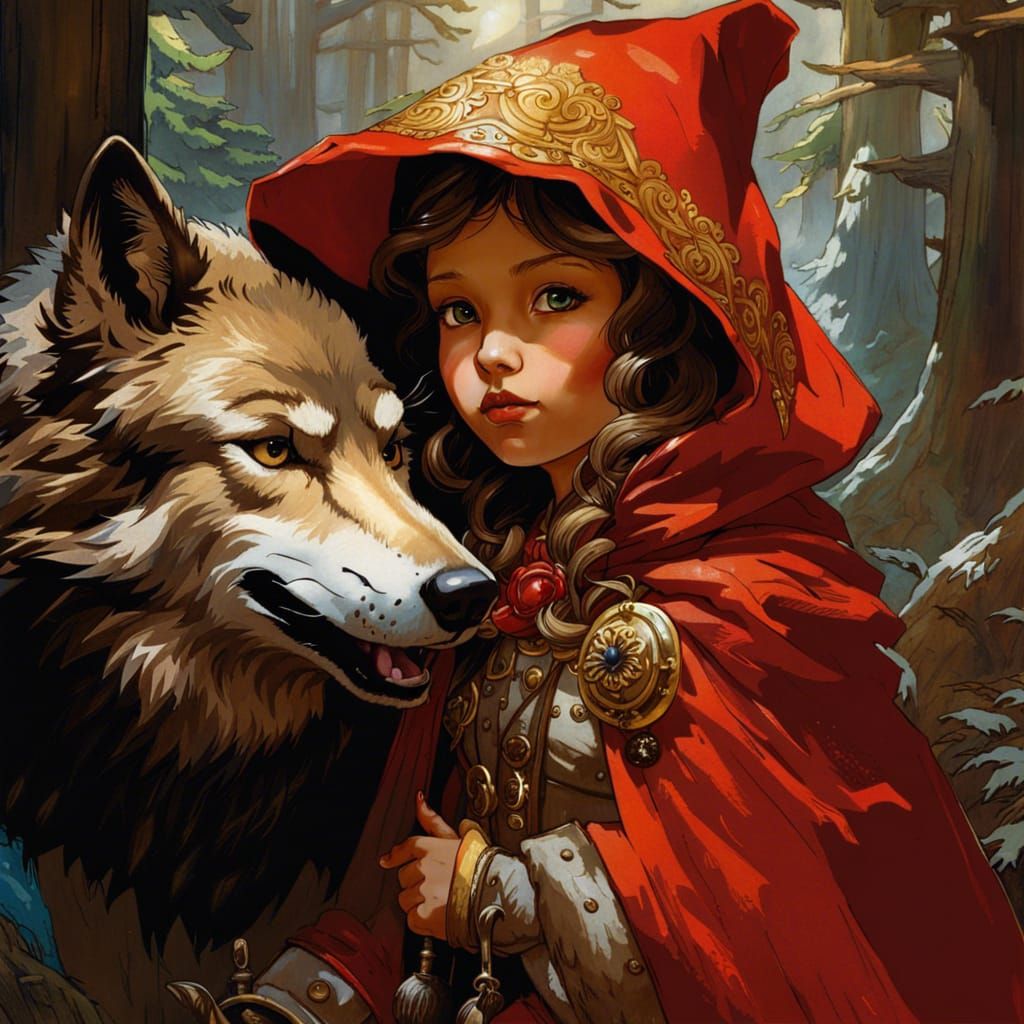 Little Red Riding Hood and Wolf Portrait