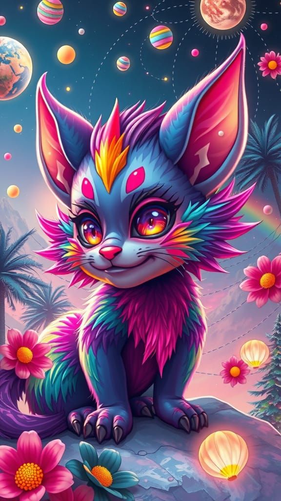 Rainbow Demon in Surreal Pop Art Style