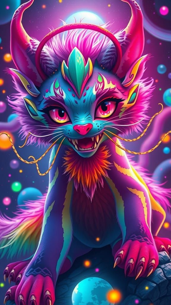 Rainbow Demon in Pop Surrealist Style