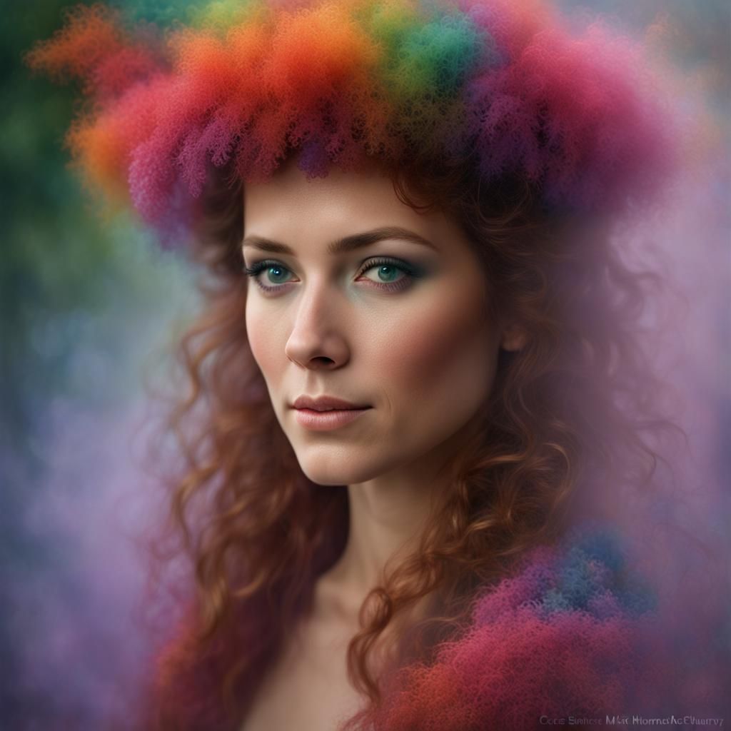 Ethereal Portrait of Woman in Vibrant Fantasy Style