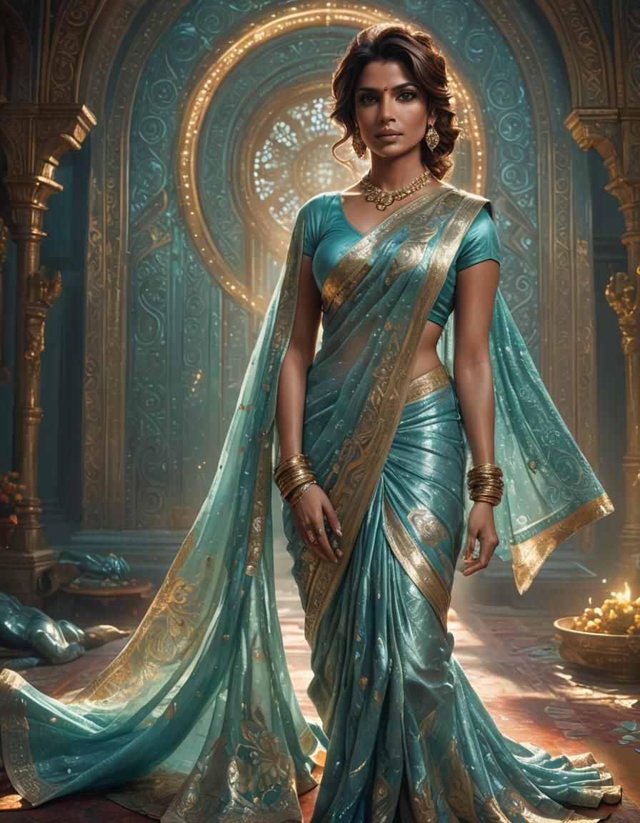 Priyanka Chopra with Robotic Arm in Art Nouveau Style