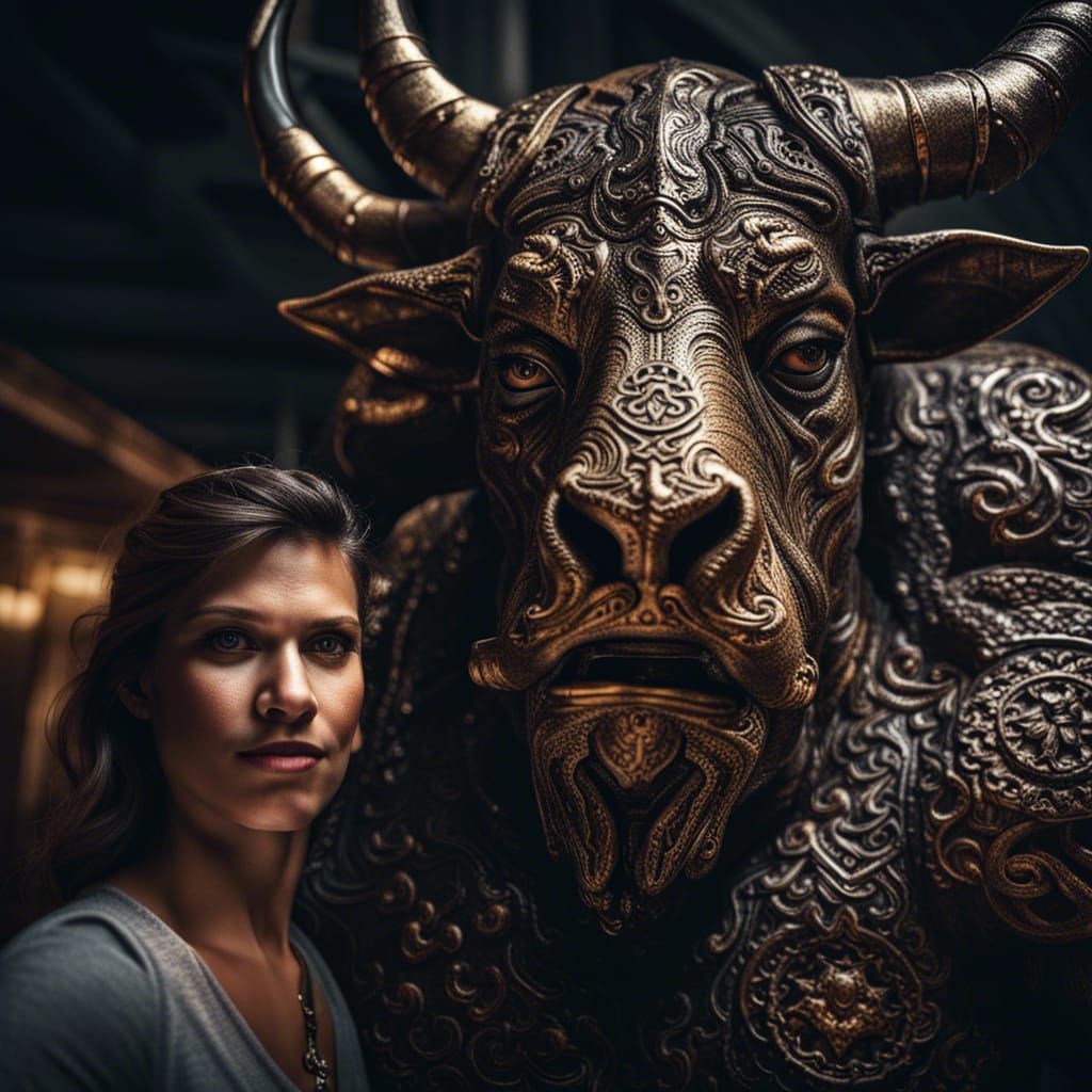 Hyperrealistic Selfie with a Detailed Minotaur