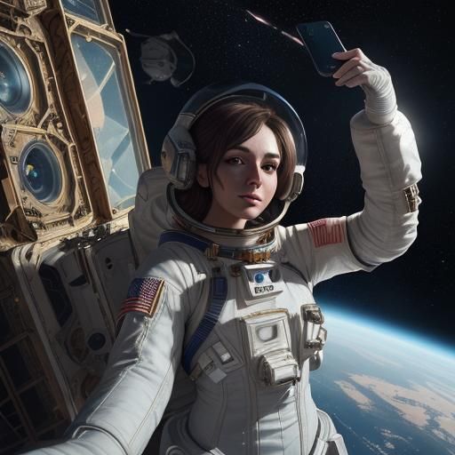 Astronaut taking a selfie in space