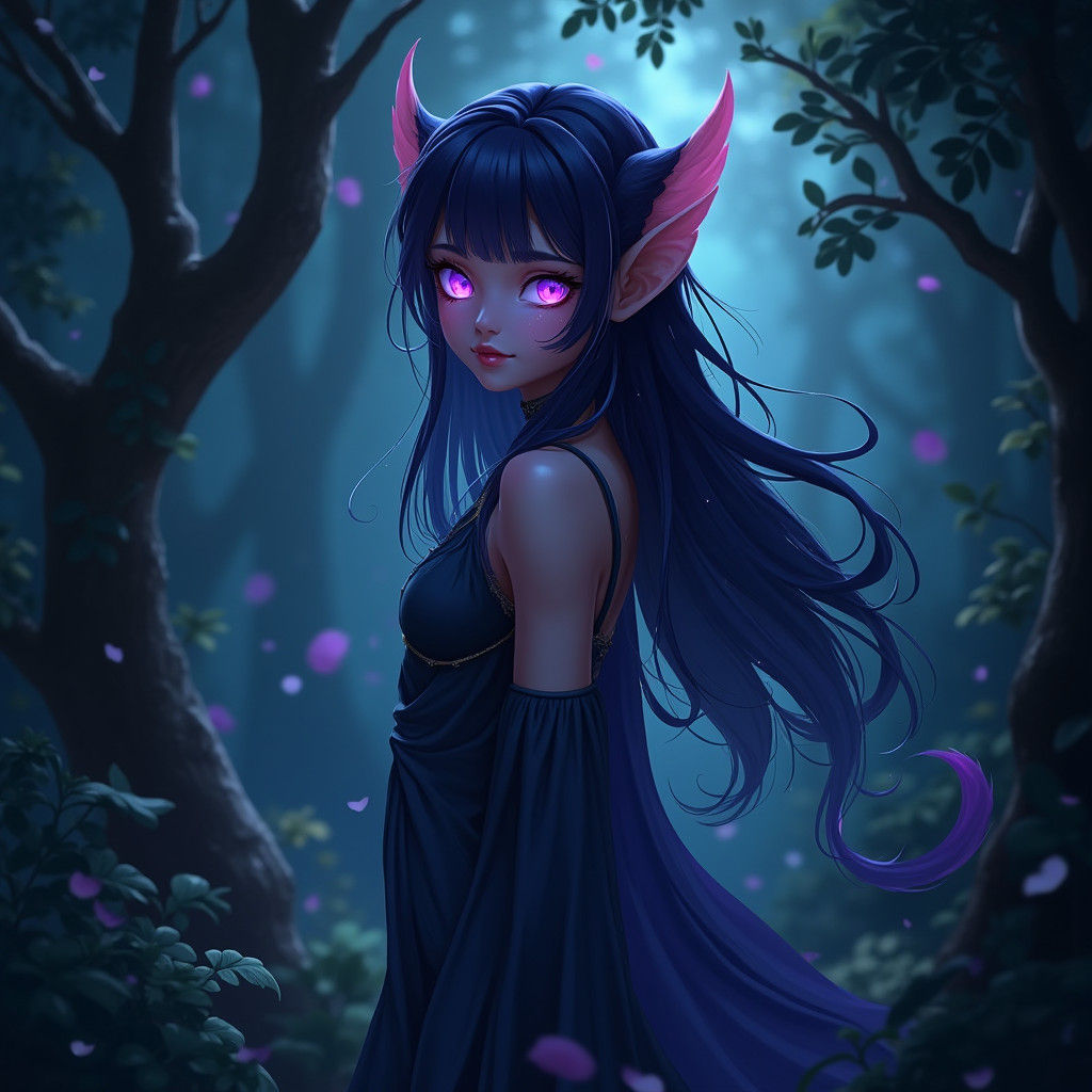 Wood Elf Druid with Violet Eyes in 3D Anime Art