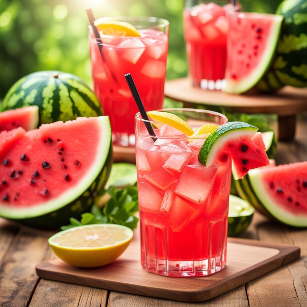 Refreshing Watermelon Lemonade Drink in Natural Light