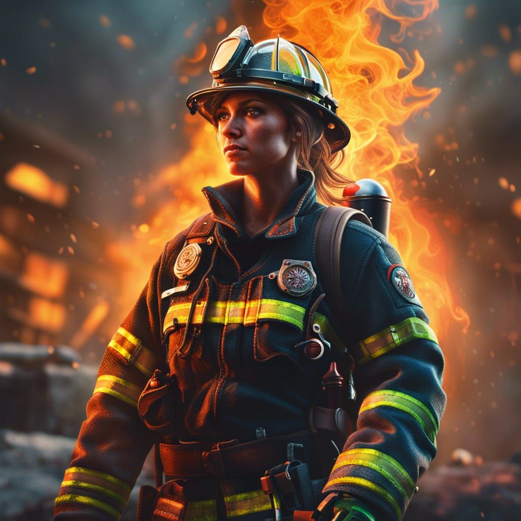 Female Firefighter in Post-Apocalyptic Style