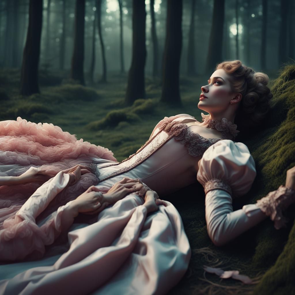 Girl in Victorian Dress in Forest Concept Art