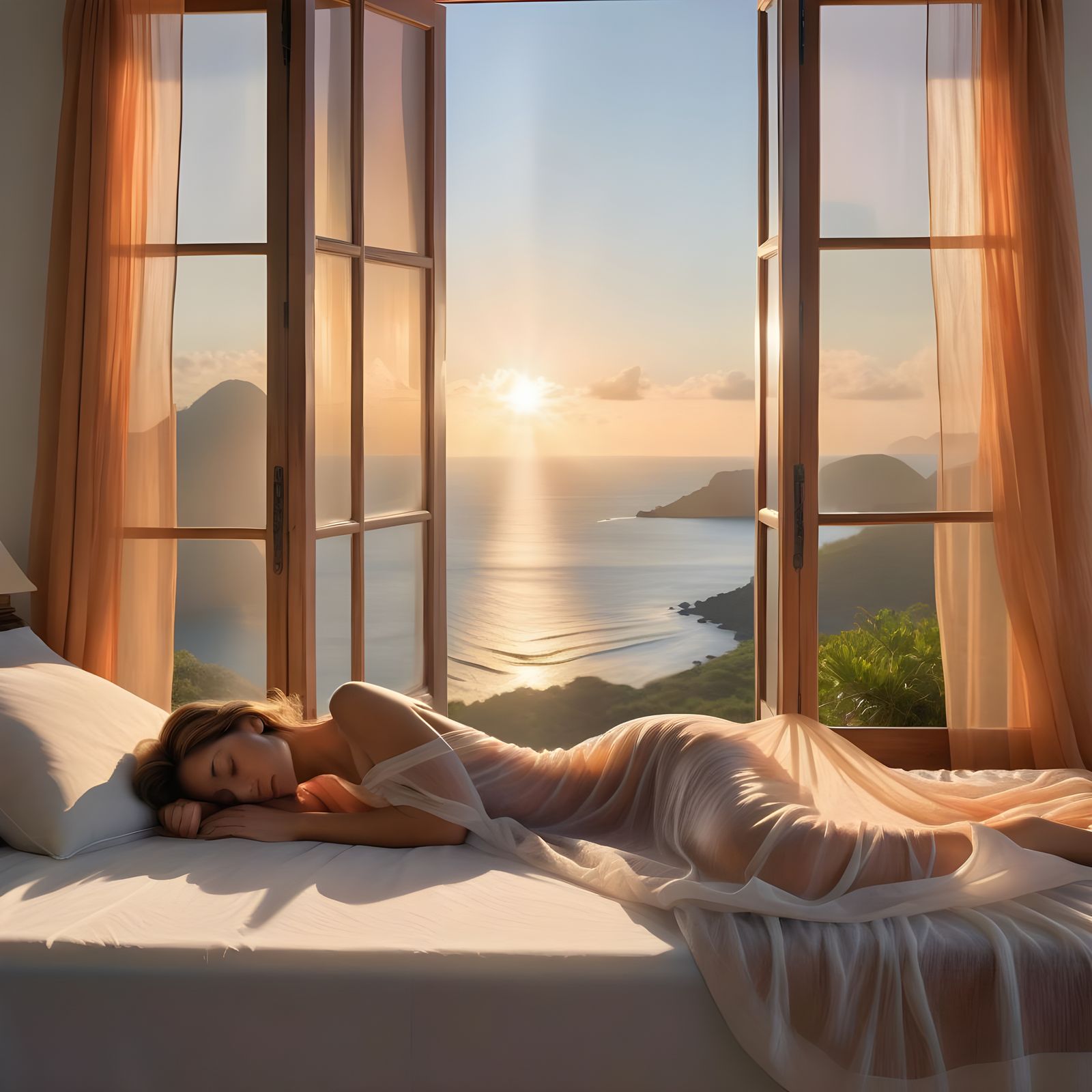 Island Dream: Hyperrealistic Sleeping Woman