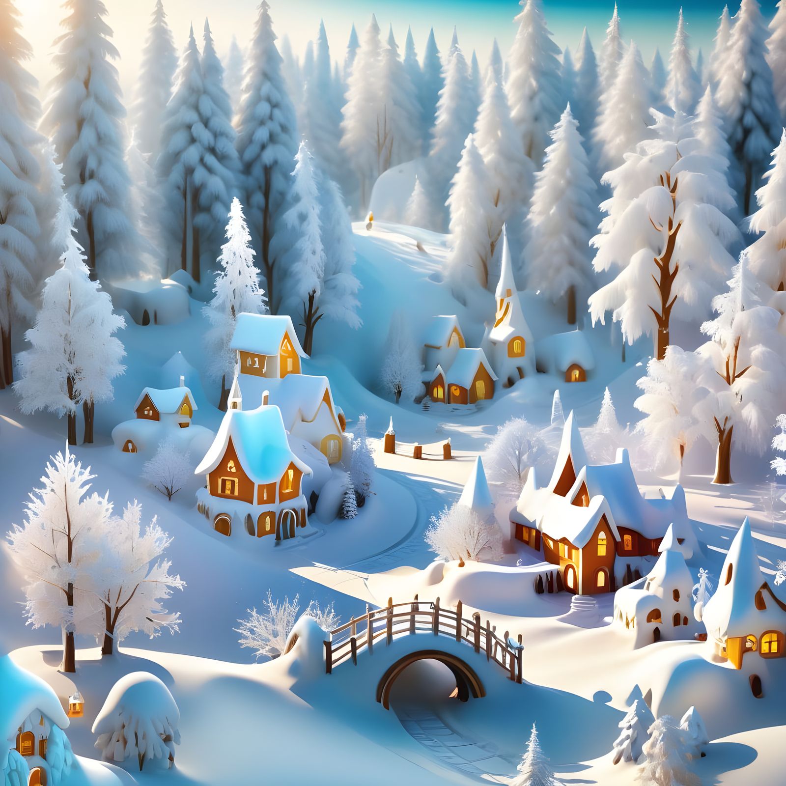 Snow Sculpture Village Wallpaper