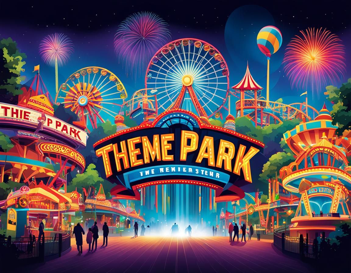 Vibrant Theme Park Entrance Concept Art