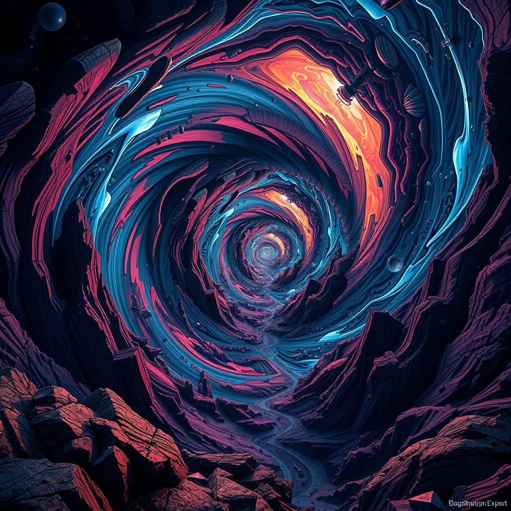 Dreamlike Optical Illusion in Futuristic Landscape