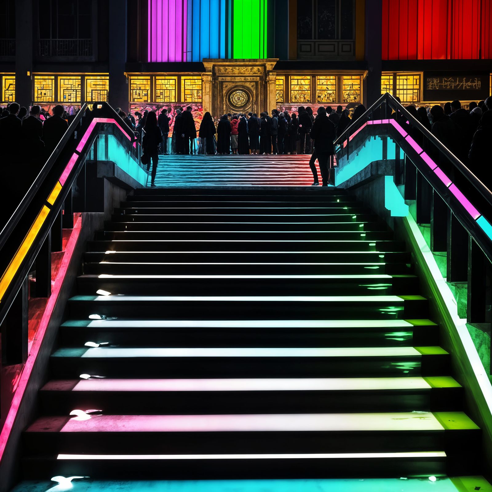 Colorful Labyrinth with Praying Figures