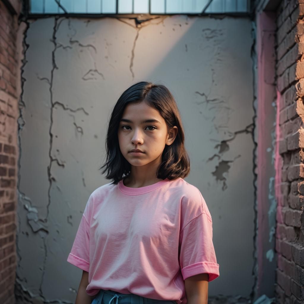Moody Portrait of Girl with Black Hair