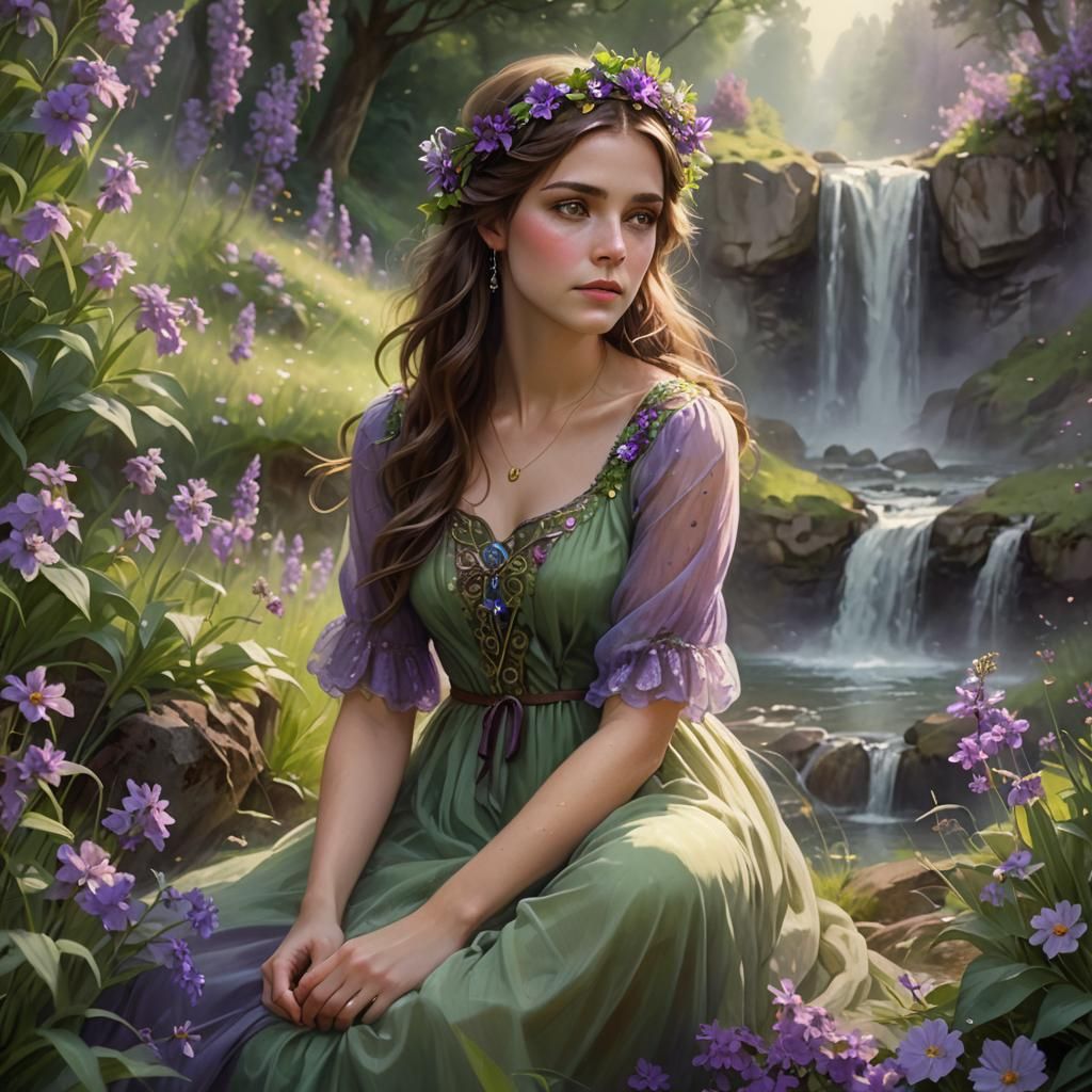 Ethereal Woman in Meadow, Dreamy Soft Focus