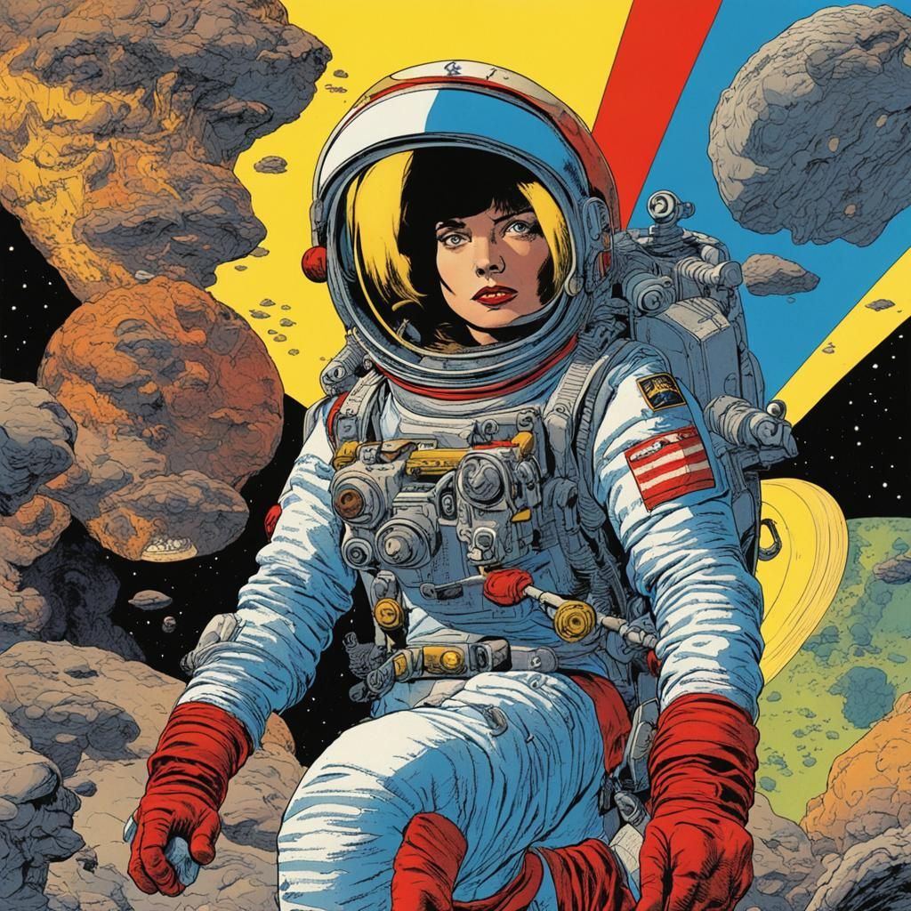 Female Astronauts and Space Pirates in Comic Book Style