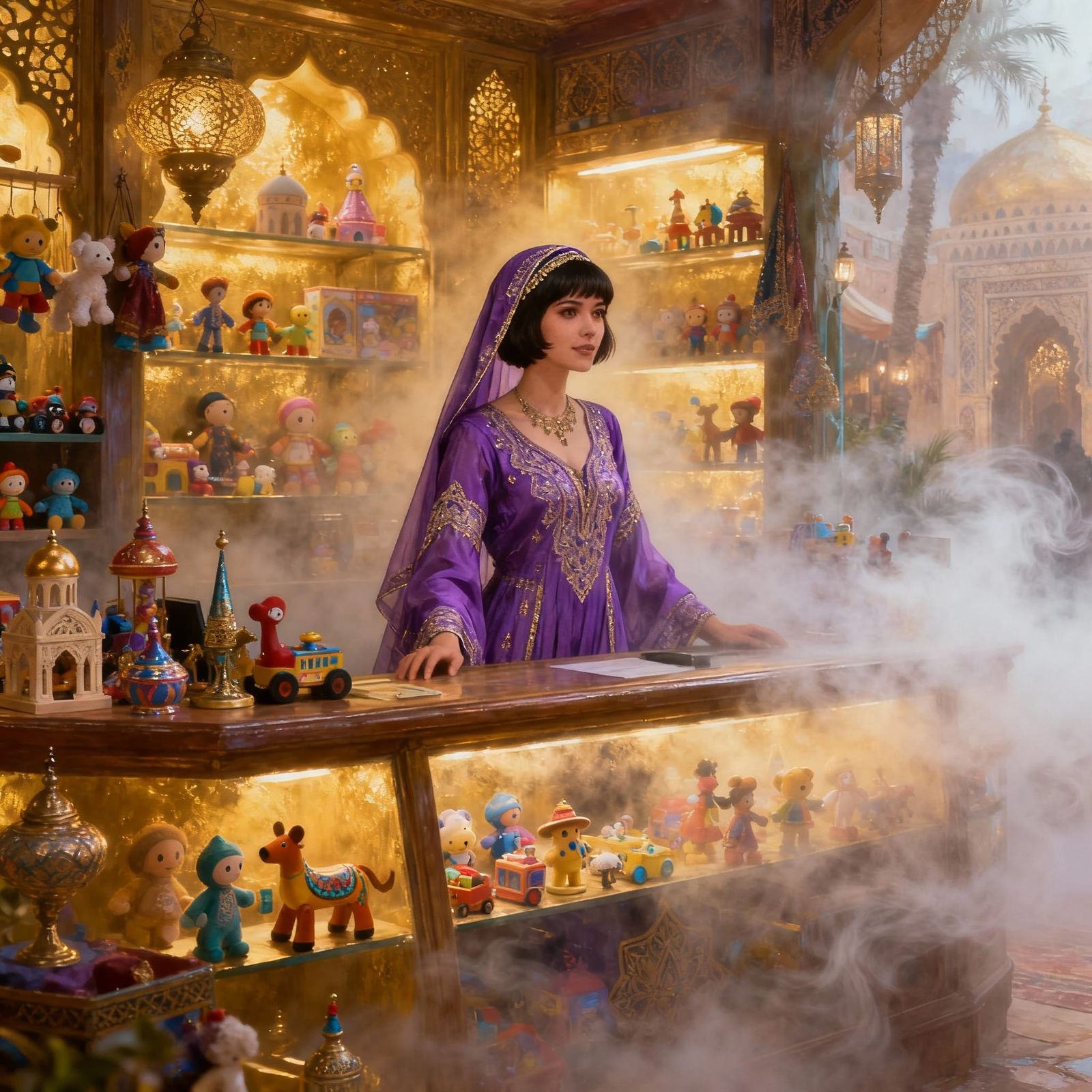 Woman in Arabian Dress at Ethereal Toy Store