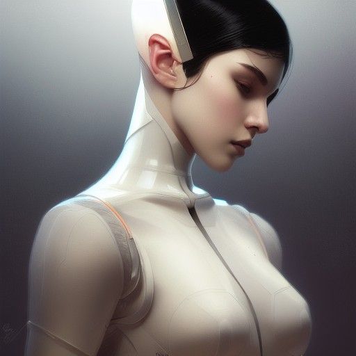 Hyperdetailed Robot Girl Portrait in Art Nouveau Style