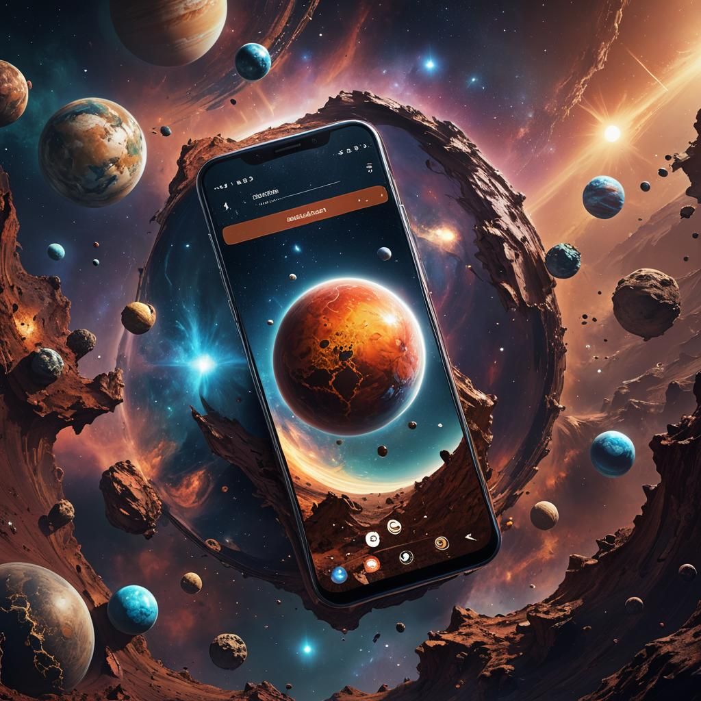 Planet on Phone: Space Art in Detailed Matte Painting