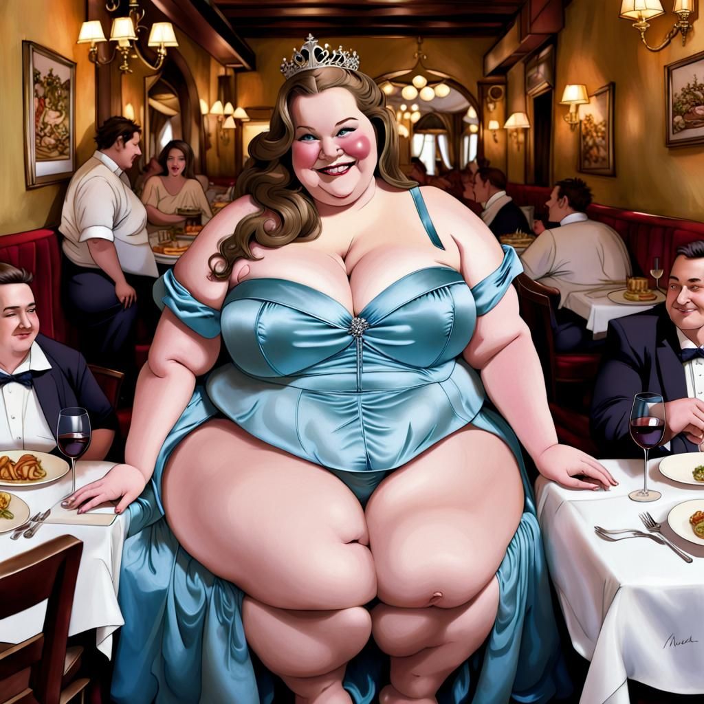 Plus-Size Princess at French Restaurant