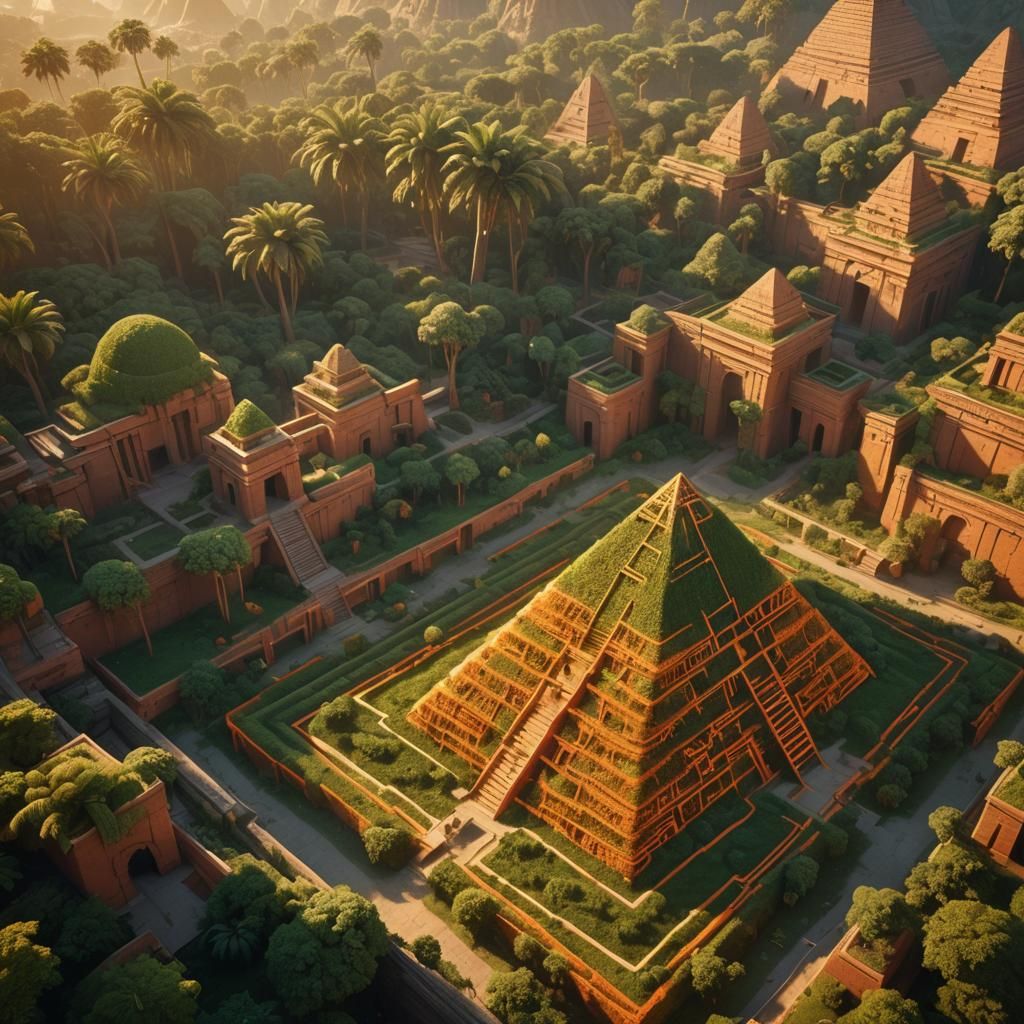 Spaghetti Pyramid Labyrinth with Green Elephants