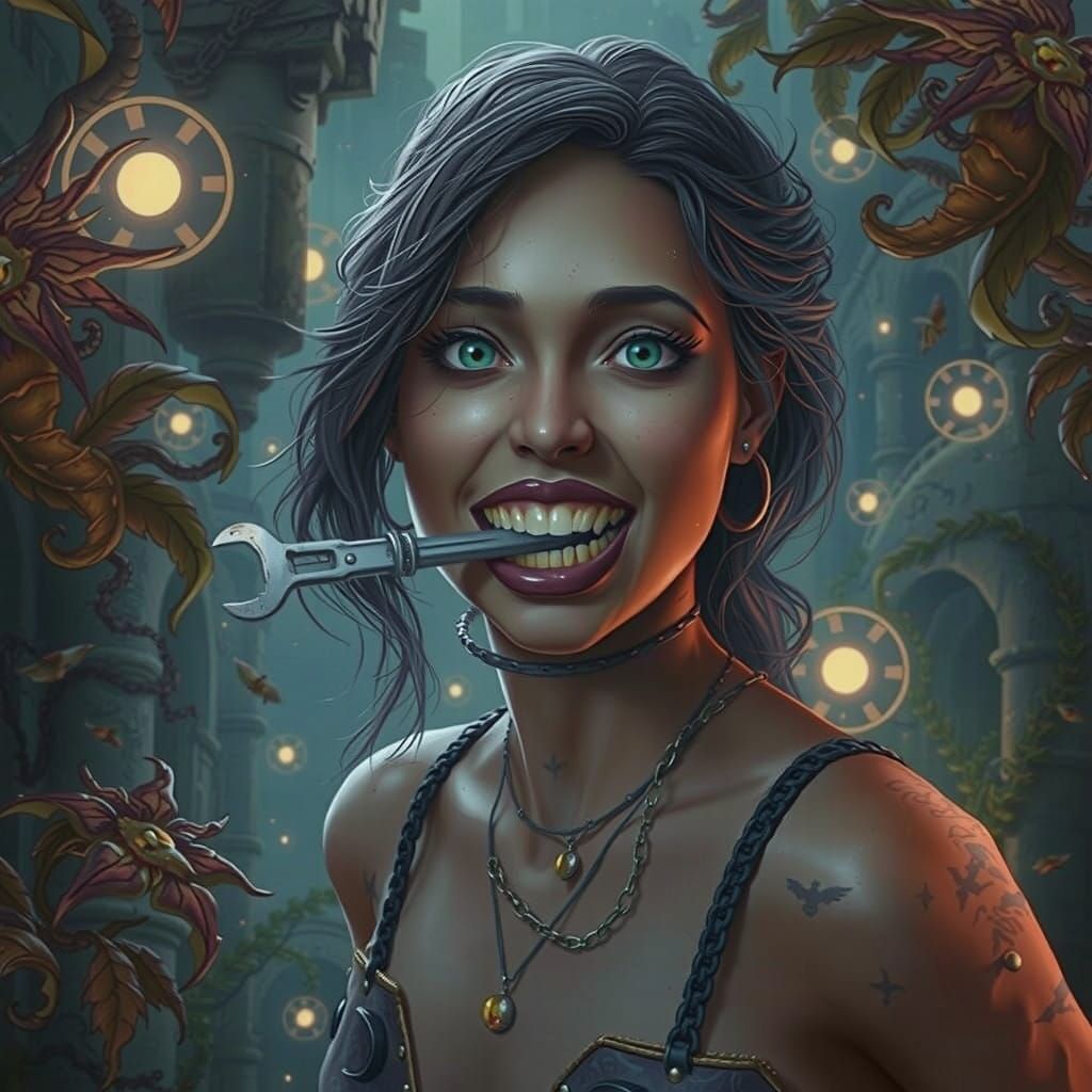 Fantasy Warrior Defies Fate with Rusty Wrench