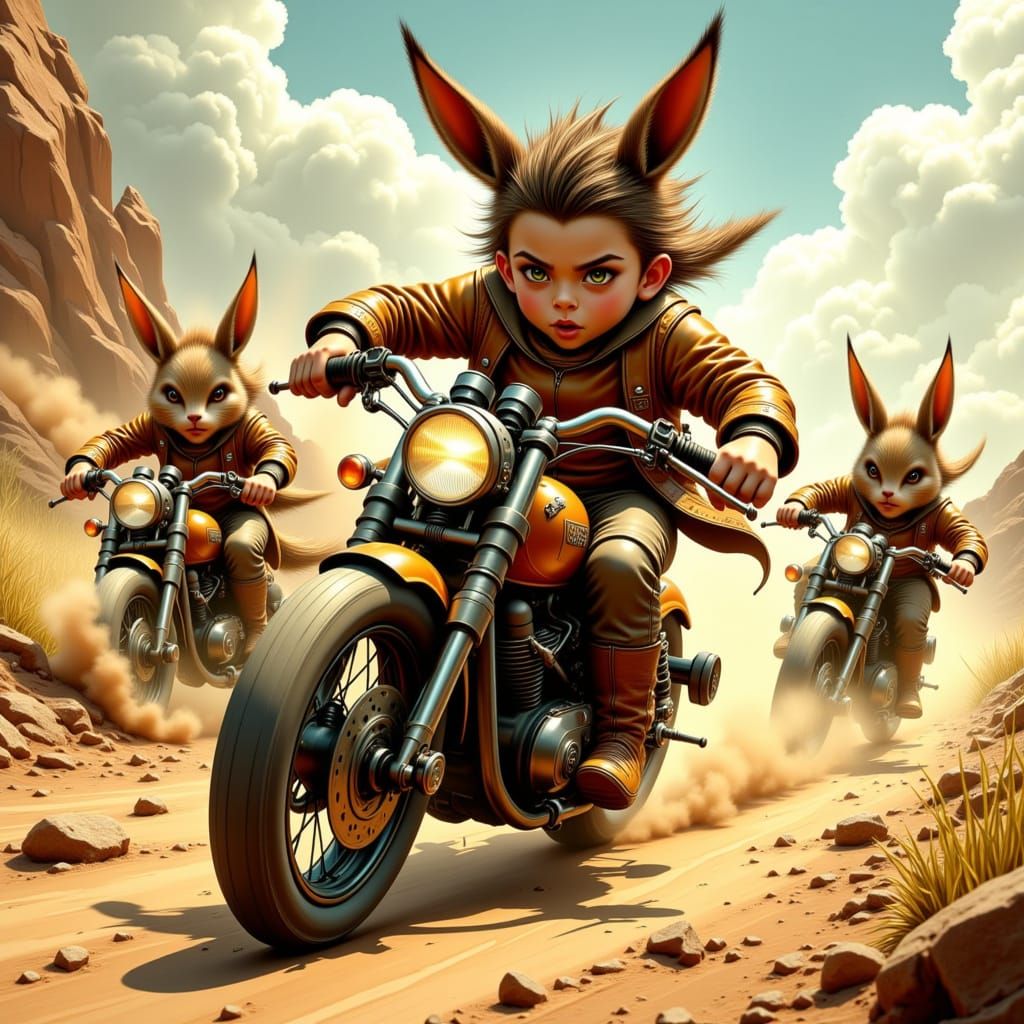 Donkey-Eared Child Races Wombat-Squirrel Hybrids on Motorcyc...