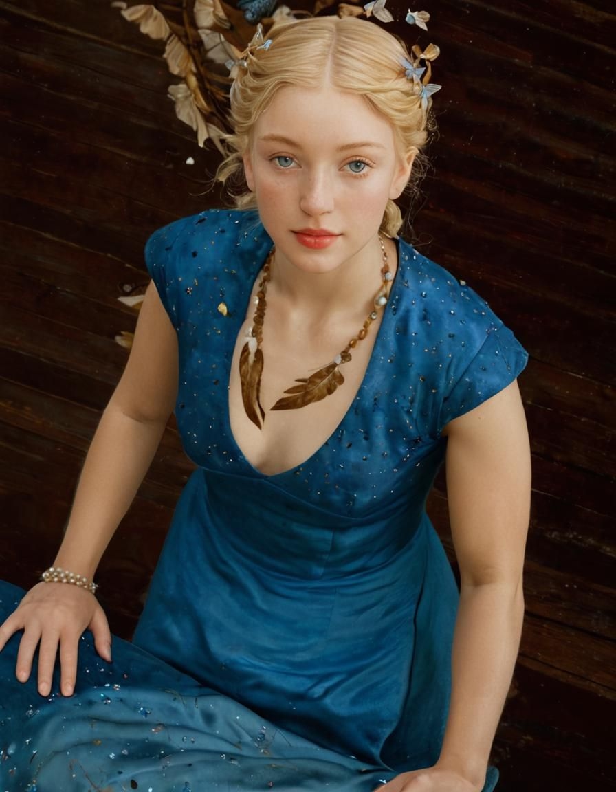 Renaissance Woman Portrait with Butterflies