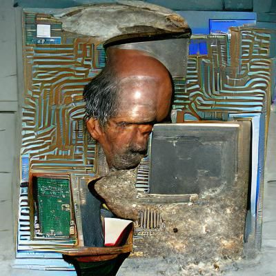 Man with Computer Head: Digital Art