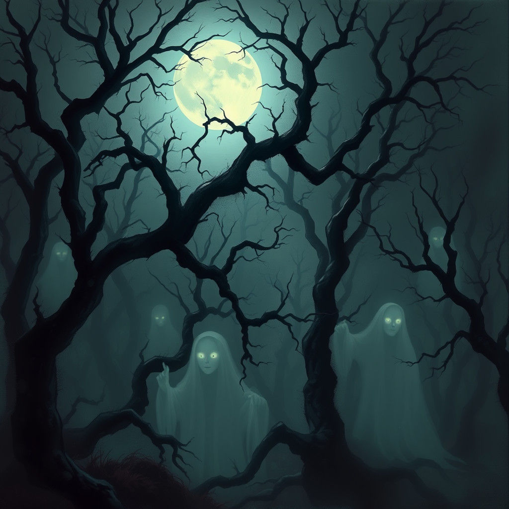 Ethereal Spooks in a Misty Gothic Forest