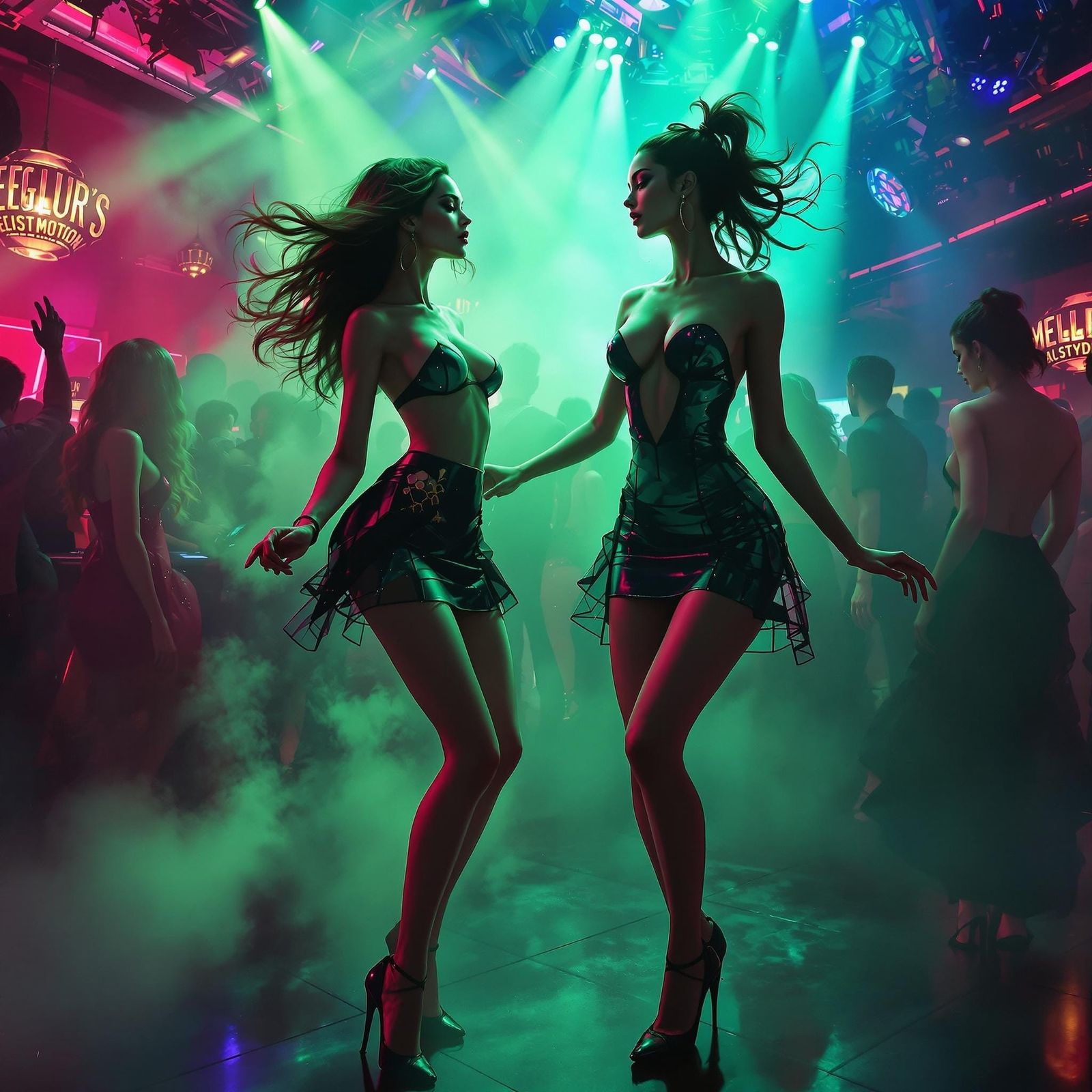 Sultry Women Lose Themselves in Cyberpunk Night Club Rhythm
