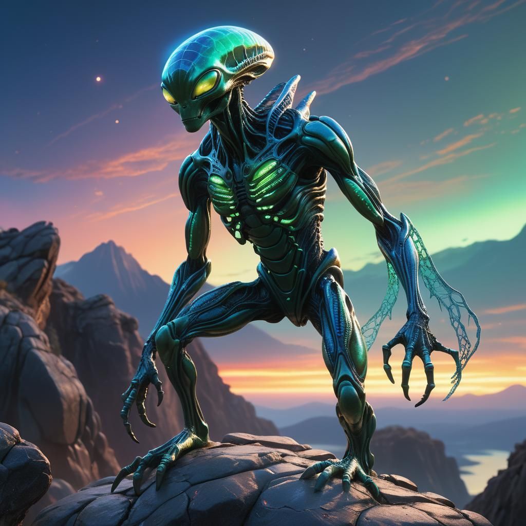 Iridescent Alien Creature in Speculative Evolution Style