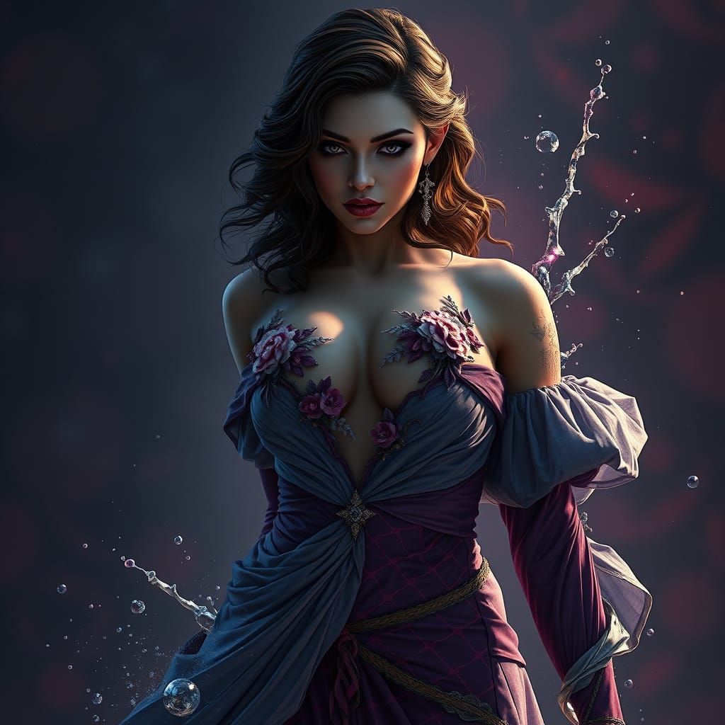 Femme Fatale in Melting Dress: Fantasy Concept Art