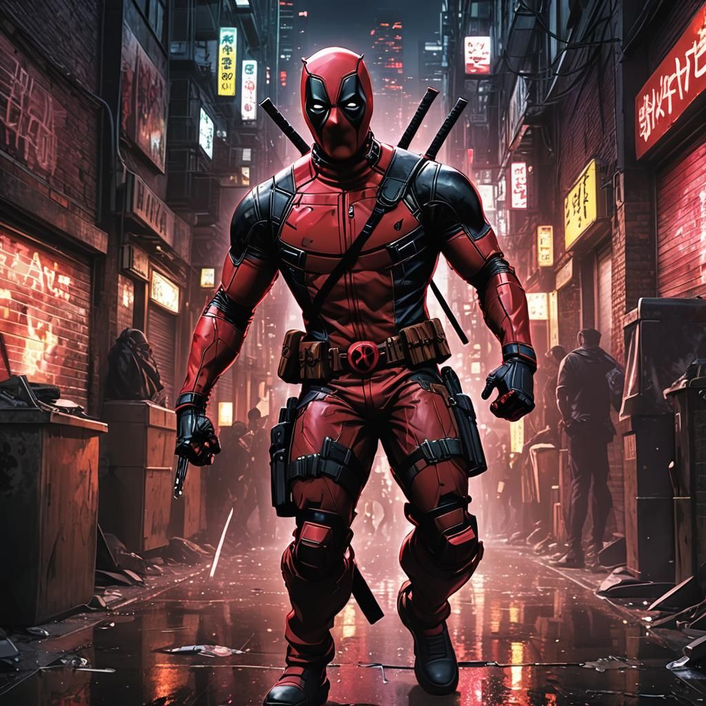 Deadpool Strikes a Pose in Gritty Anime Art