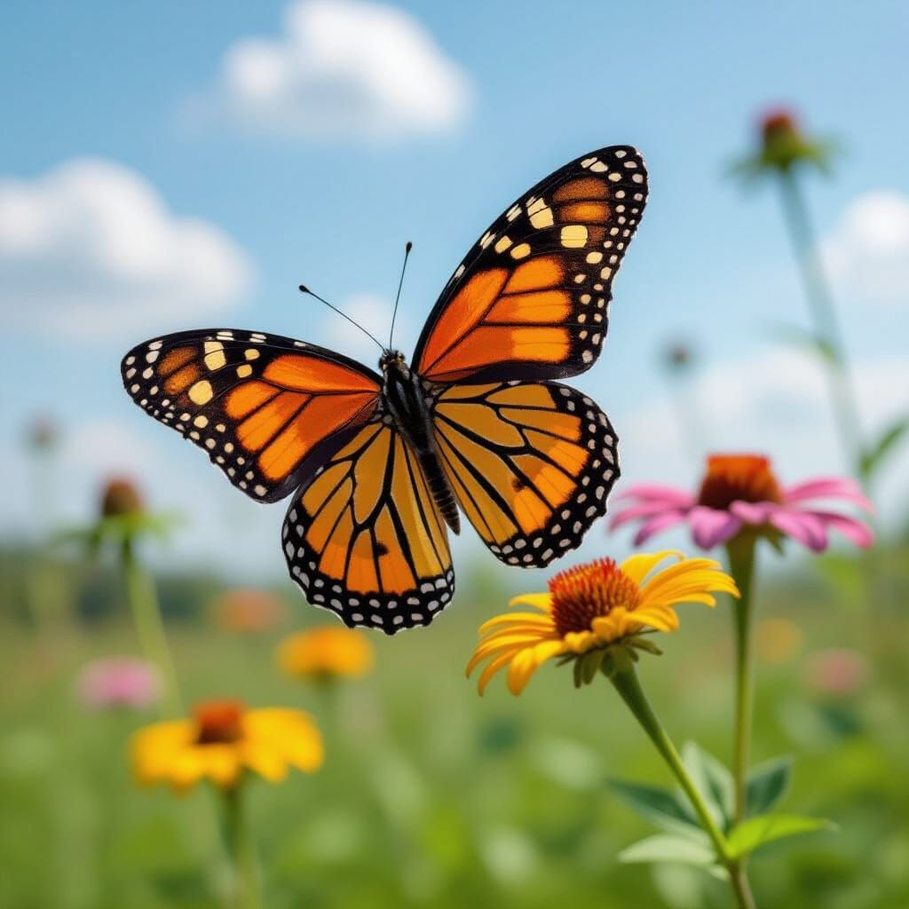Butterfly Fluttering Through the Sky