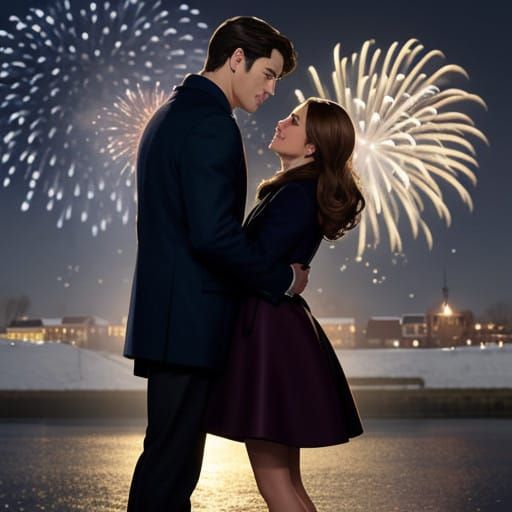 Romance Unfolds Under Starry New Year's Eve Sky