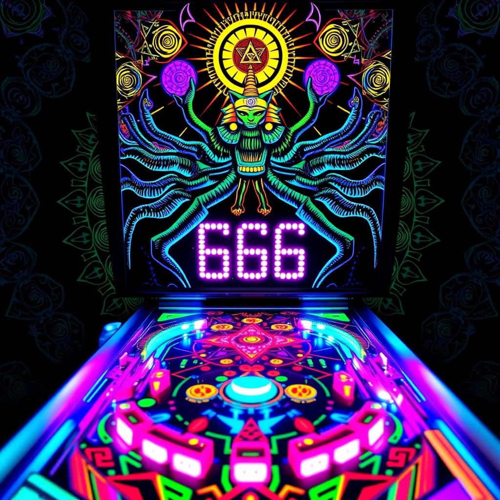 Psychedelic Pinball Machine in a Kaleidoscope of Color