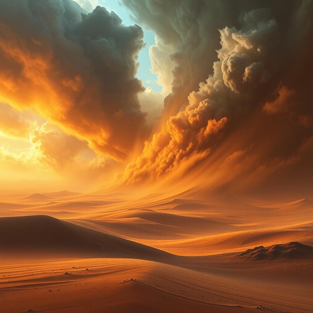 Epic Sandstorm in a Fantasy Landscape