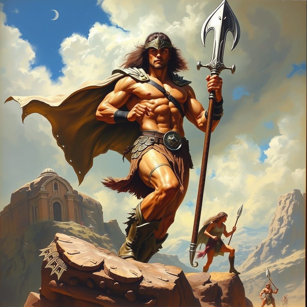 Heroic Conan the Barbarian in Battle