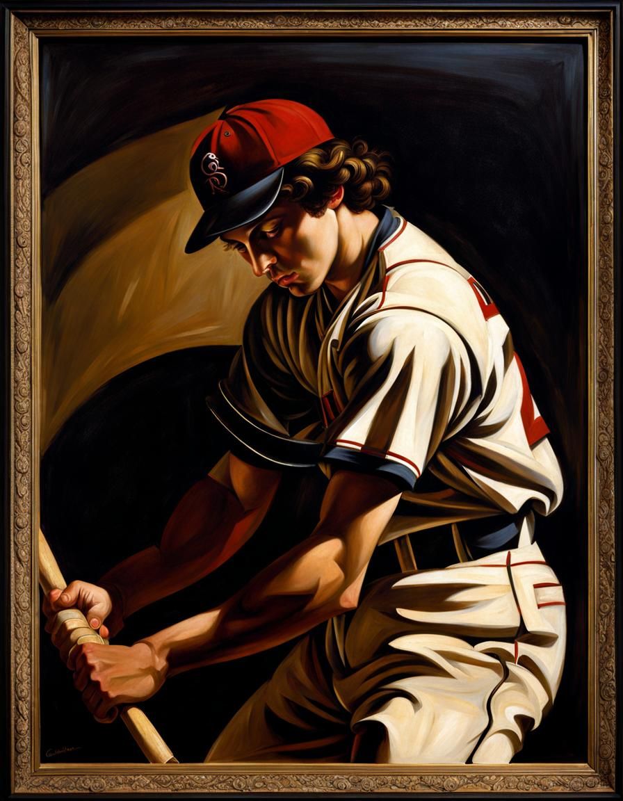 Baseball Player's Passion: A Chiaroscuro Study