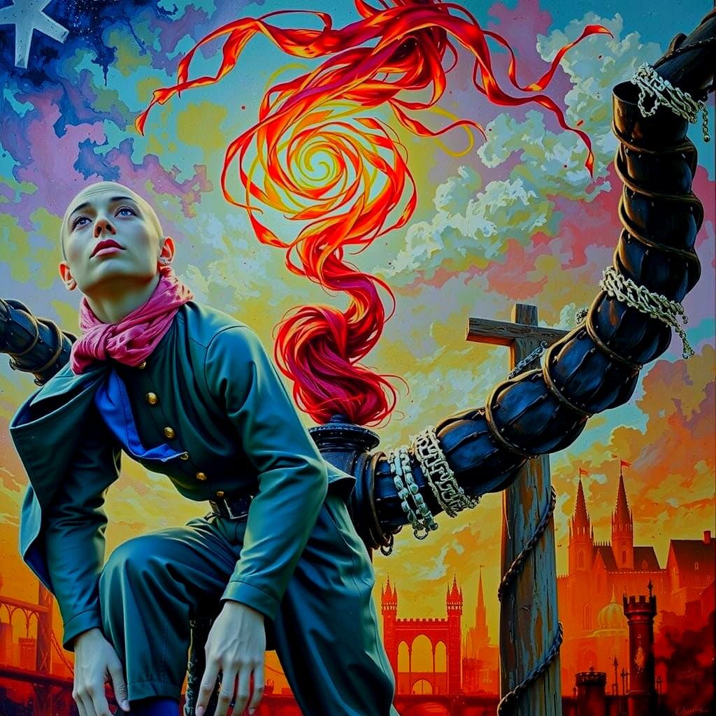 Abstract Swirling Red Forms