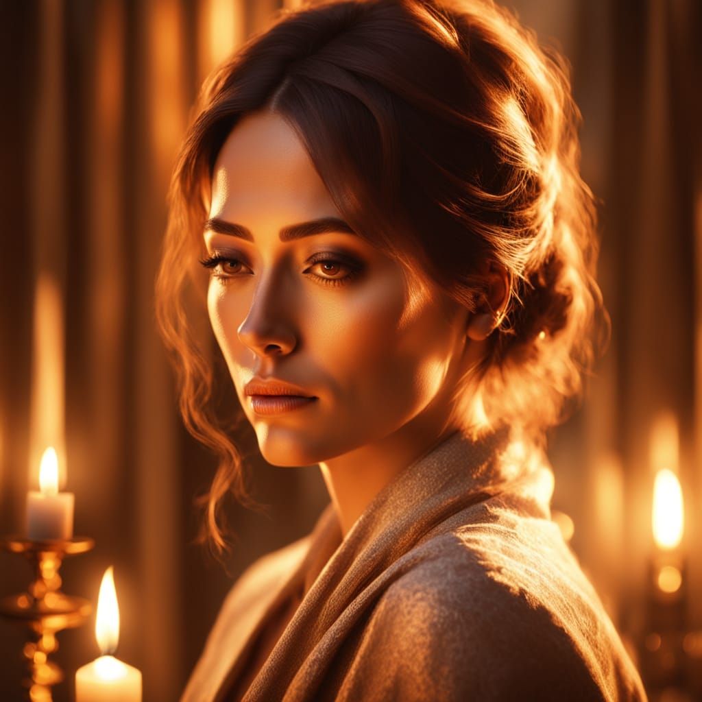 Candlelit Portrait in Sensual Realism Style