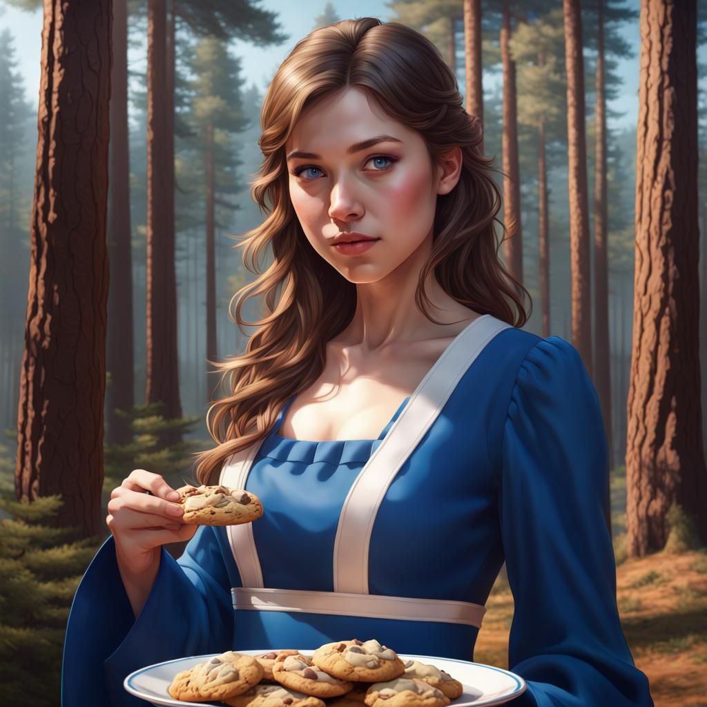 Girl with Cookies, Hyperdetailed Portrait