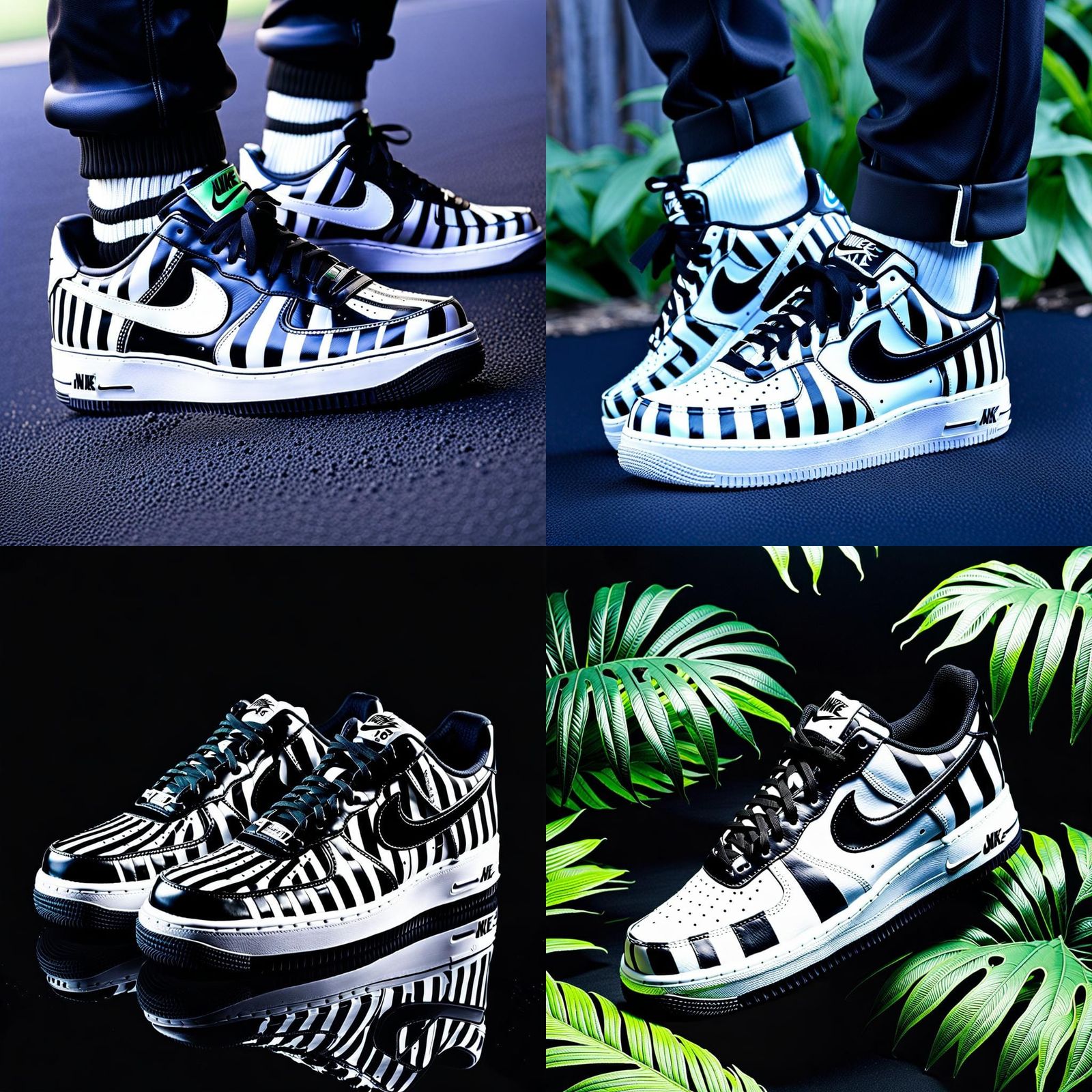 Beetlejuice Inspired Custom Nike Air Force One Sneakers