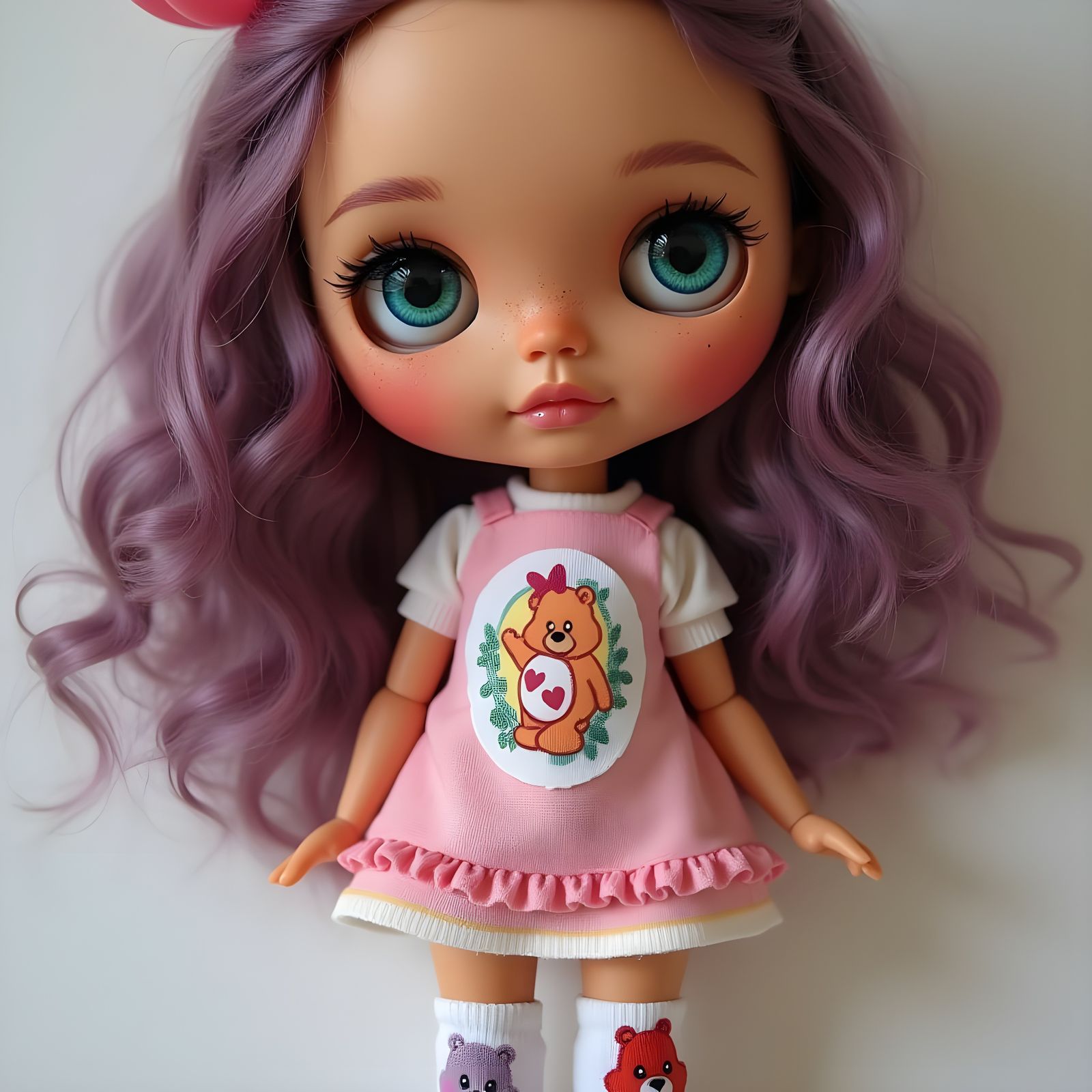 Blythe Doll in Whimsical Care Bear Attire