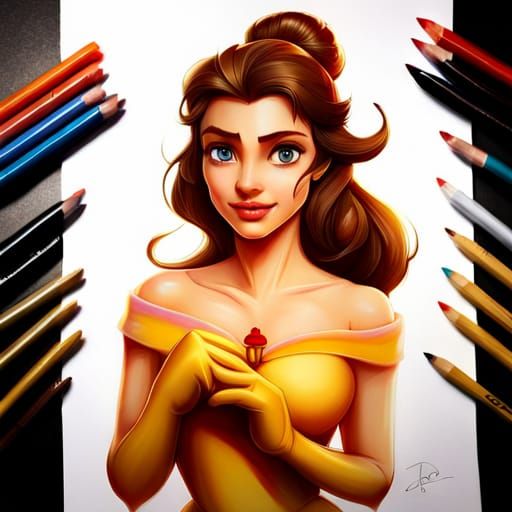 Detailed Portrait of Princess Belle in Hyperrealistic Style