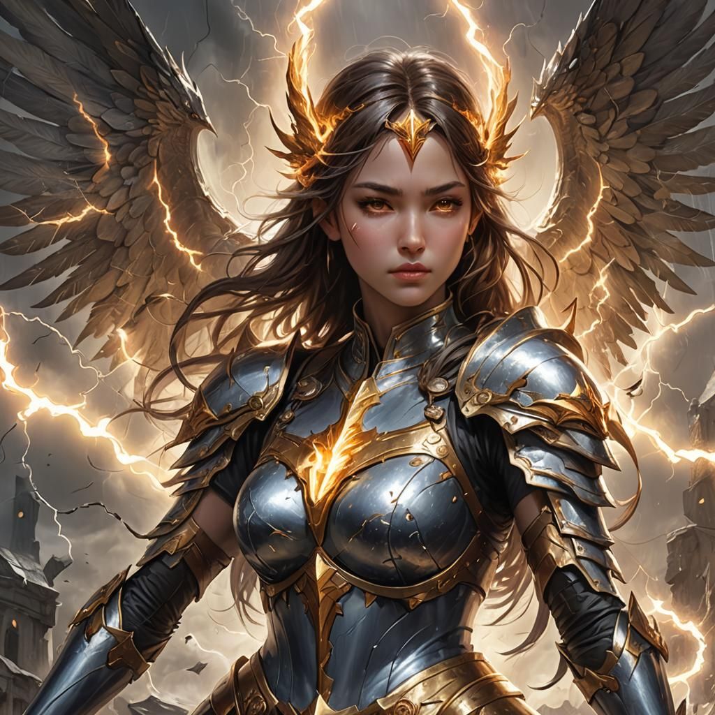 Winged Goddess of Lightning: Fantasy Concept Art