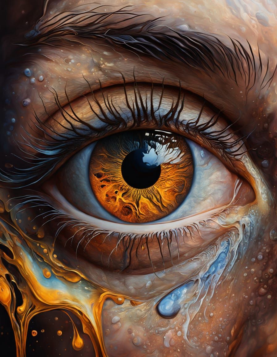 Surreal Eye Reflecting Fire and Ice Portal