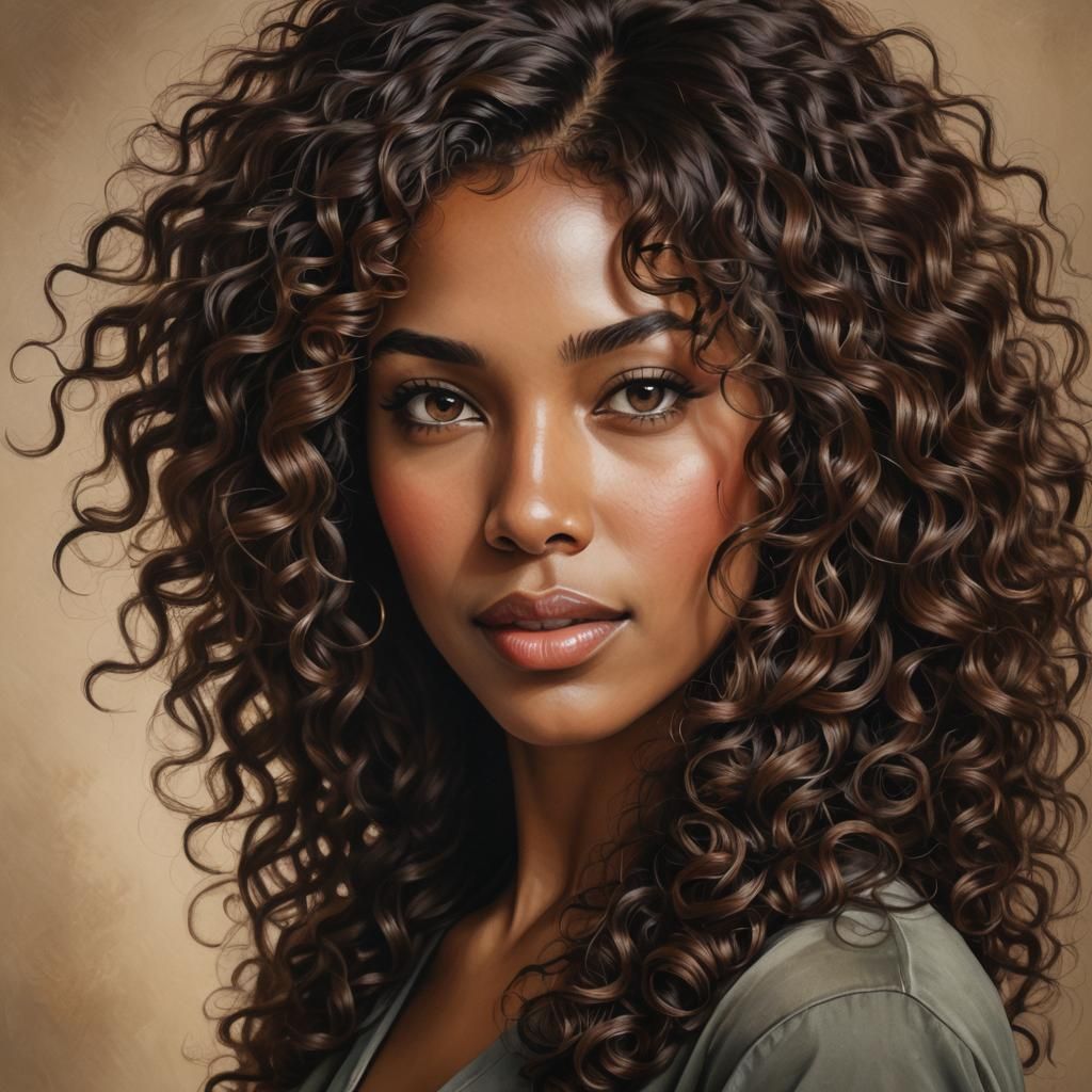 Realistic Portrait of a Beautiful Woman with Brown Hair